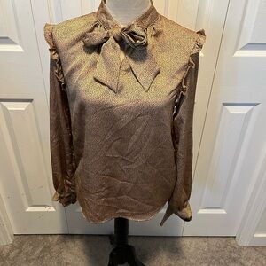 Molly Bracken size XS Elegant Gold Ruffle Blouse